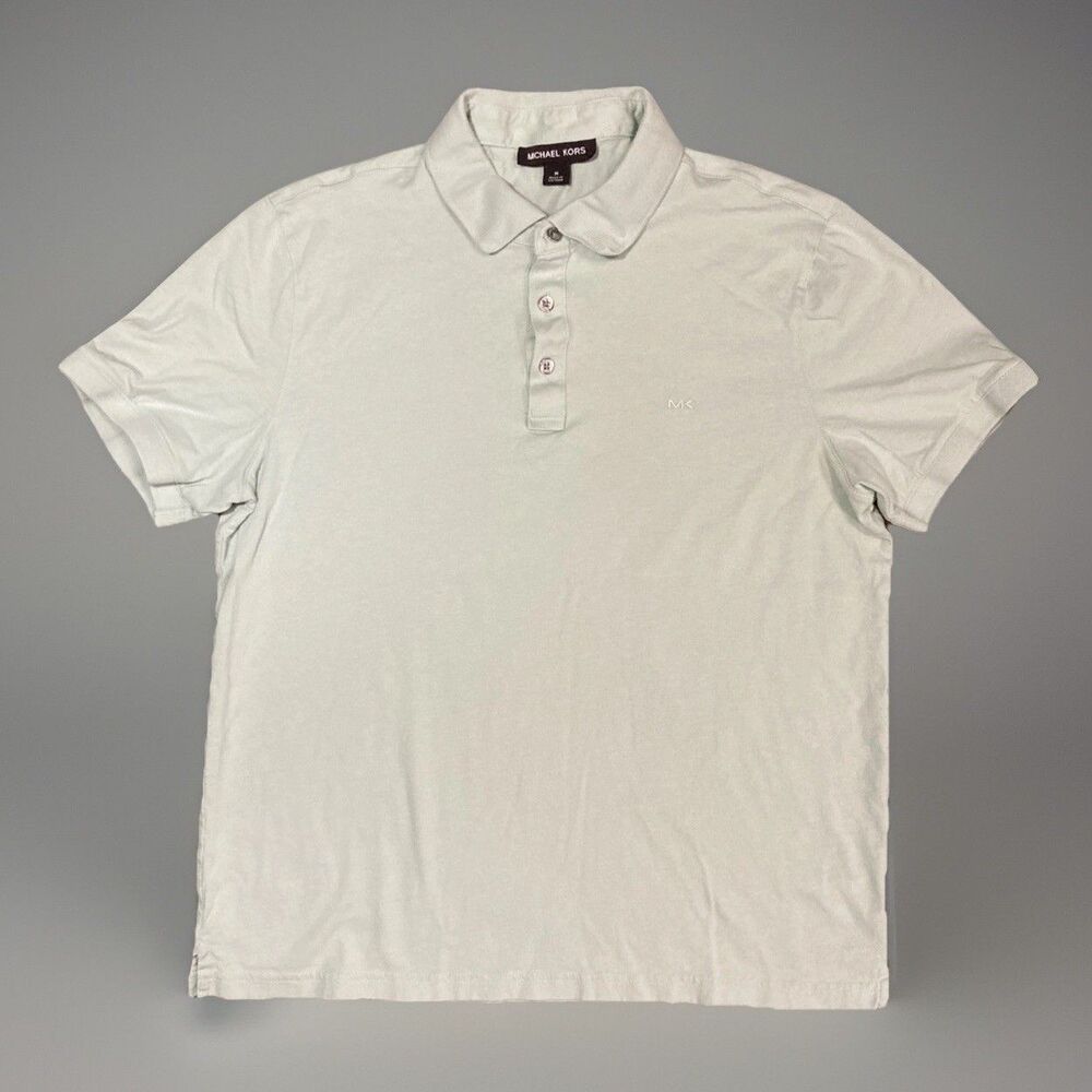 Michael Kors Logo Cotton Pale Jade Green Short Sleeve Polo Mens Medium